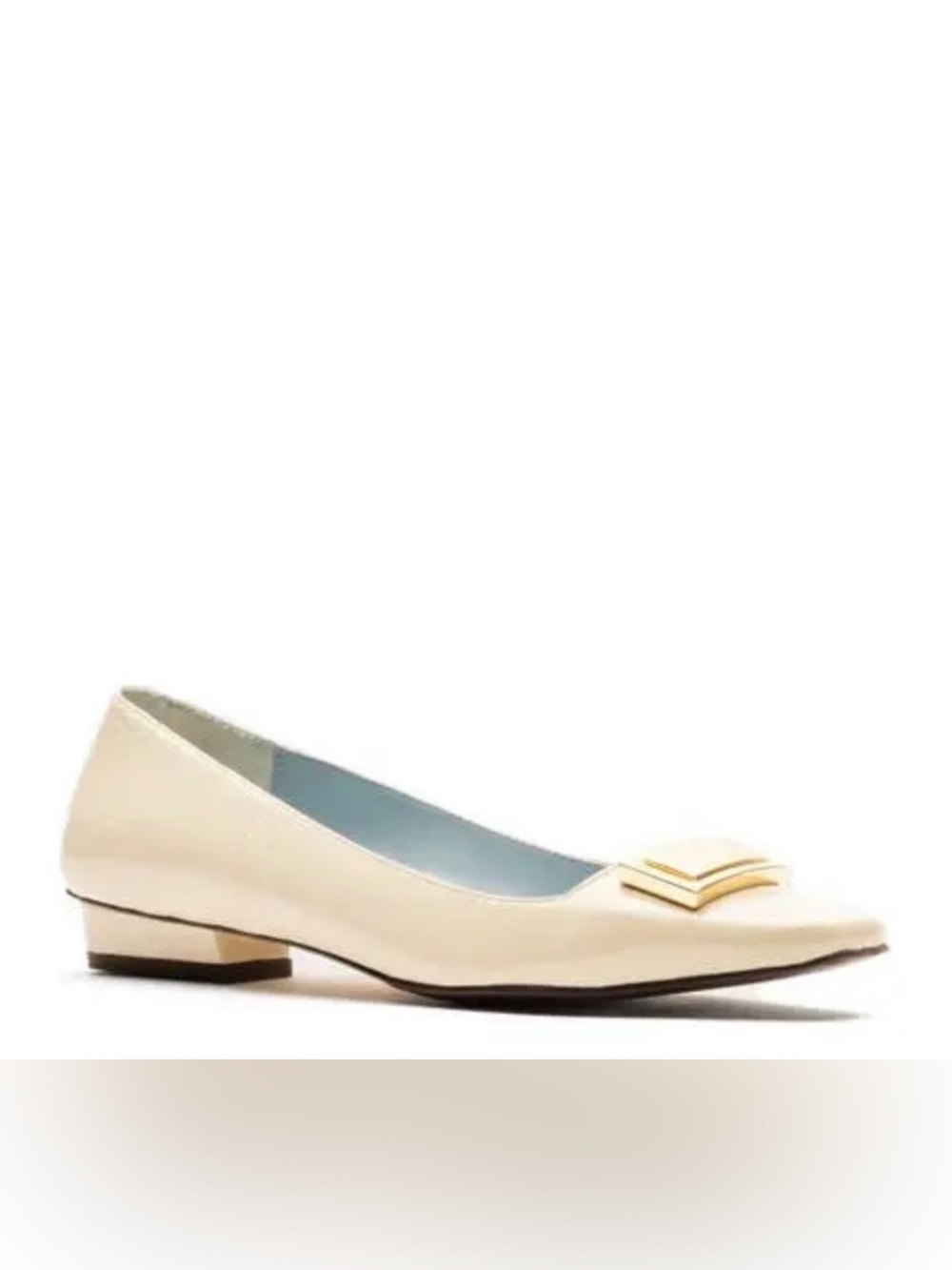 NWOB Frances Valentine Patent Cream Flats with Gold Plaque - Picture 5 of 16